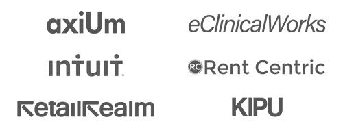 Partners: axiUm, eClinicalWorks, Intuit, Rent Centric, Retail Realm, KIPU