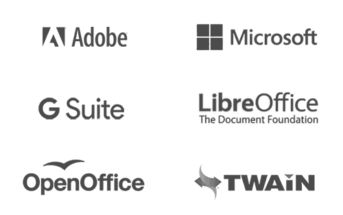 Adobe / Microsoft / G Suite / OpenOffice / LibreOffice / Twain