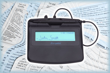 Collecting e Signature for Taxes: Scriptel ScripTouch Slimline LCD Electronic Signature Pad