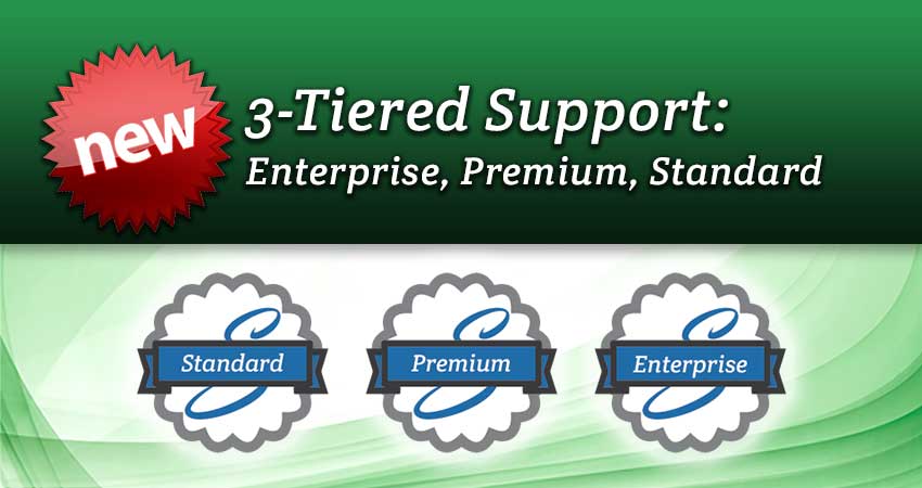 New 3-Tiered Support: <em>Enterprise, Premium, Standard</em>